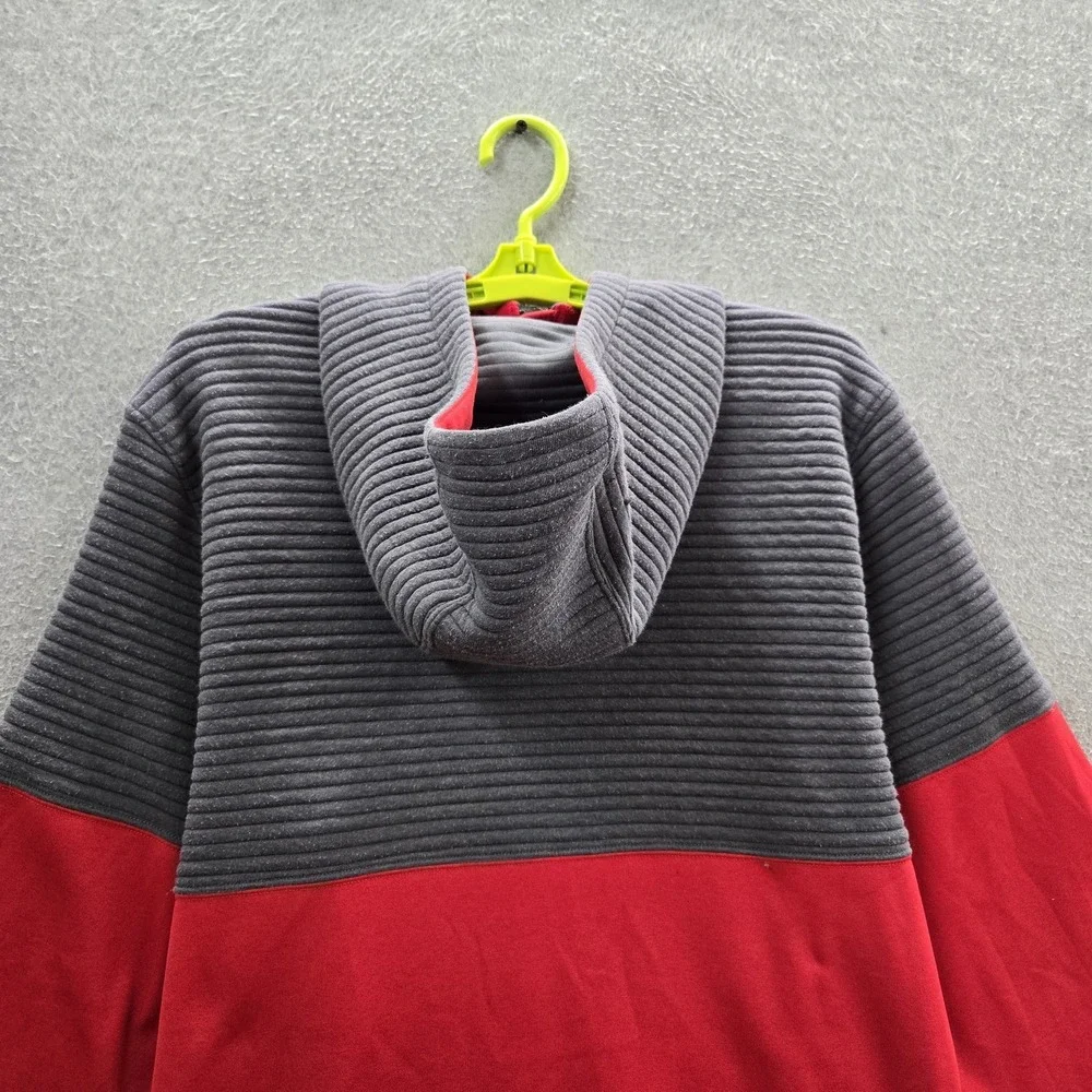 The North Face Men Jacket M Red Colorblock Fleece‎ Hooded Full Zip